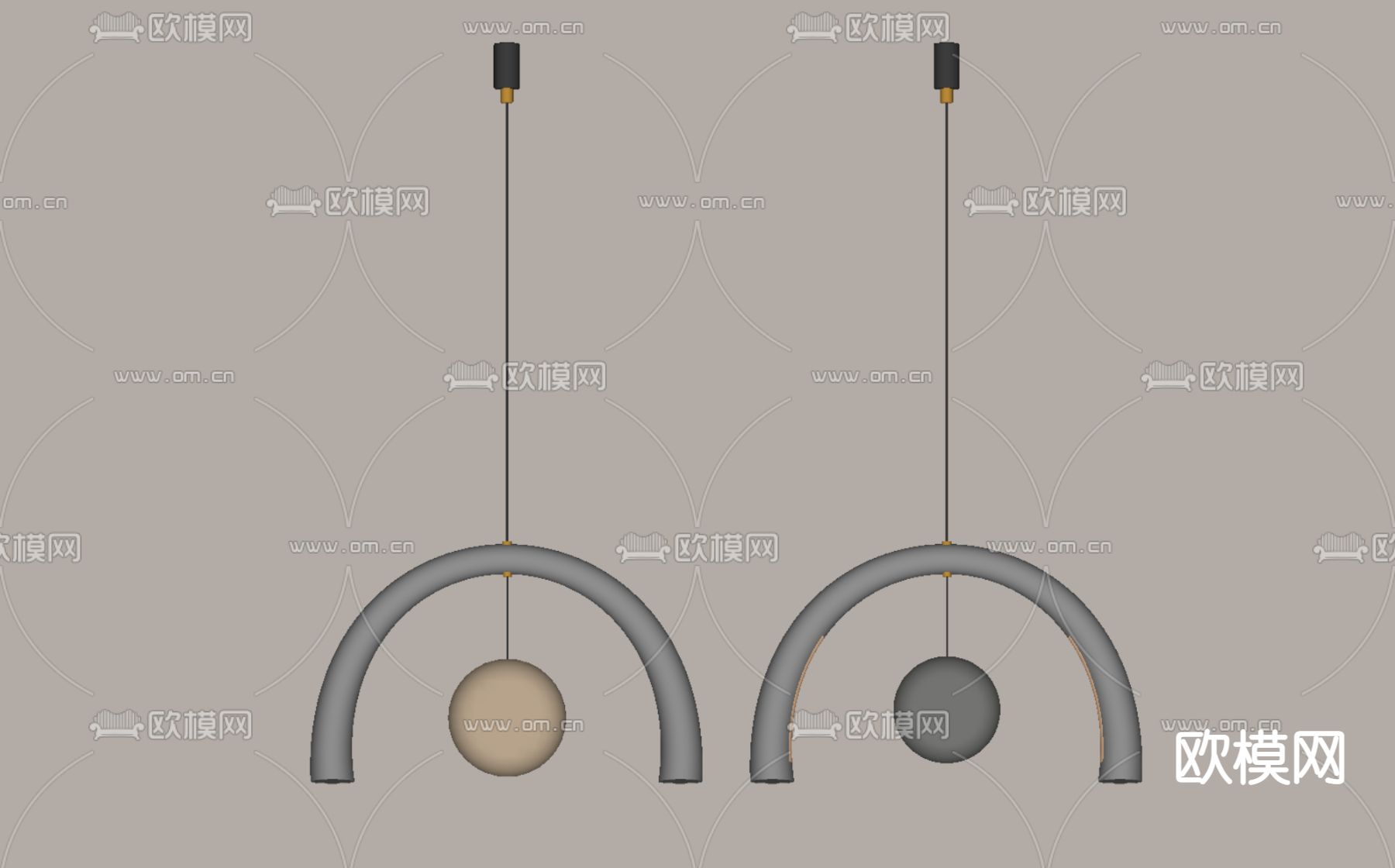 现代月球吊灯su模型下载（渲染图2）