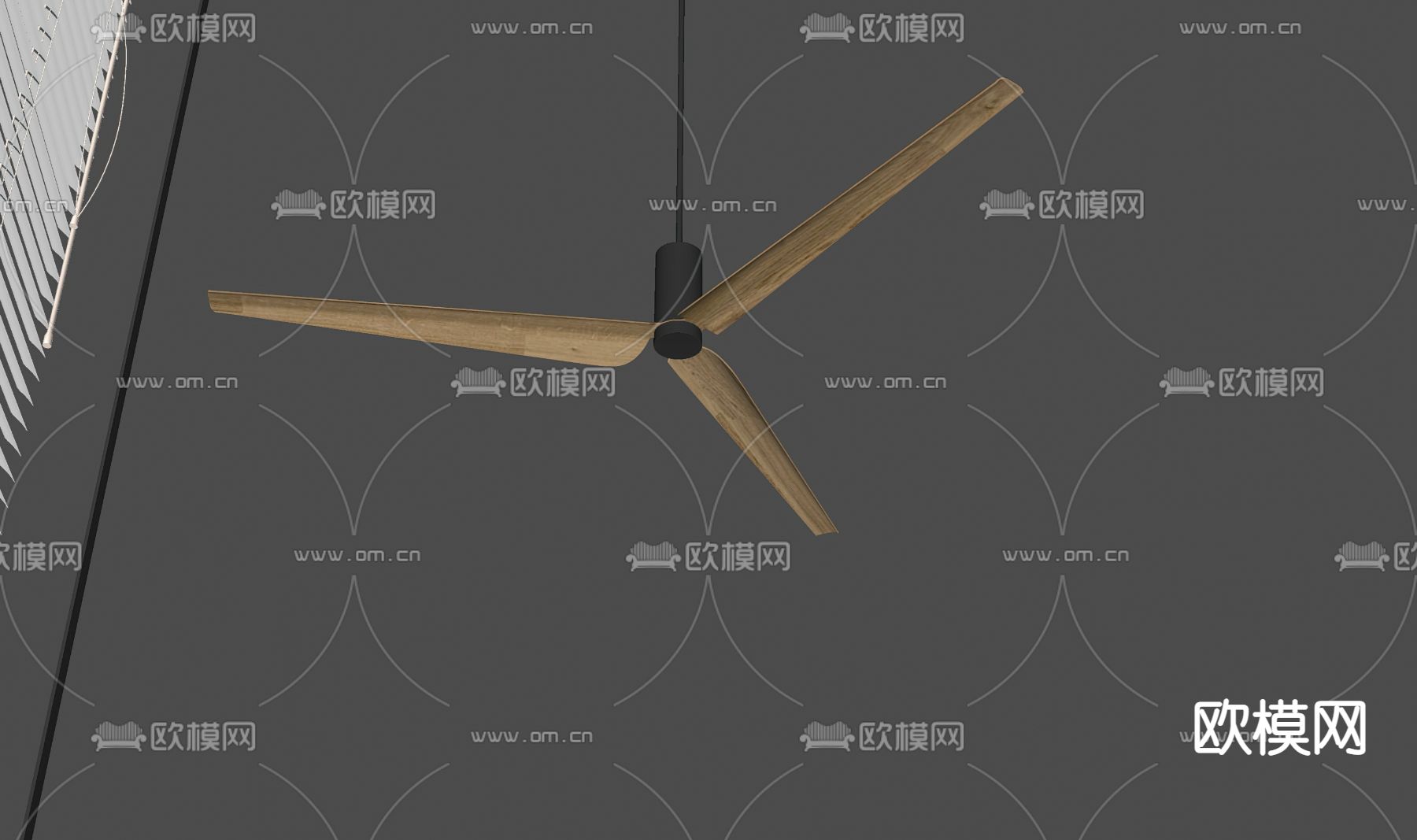 侘寂风三扇吊扇su模型下载（渲染图5）