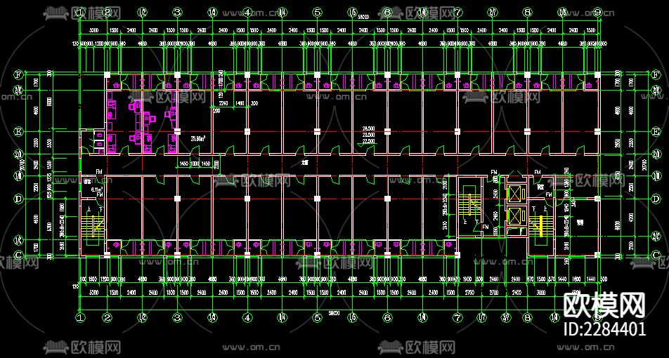 学生宿舍楼cad施工图下载（渲染图4）