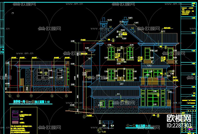 别墅cad施工图下载（渲染图5）
