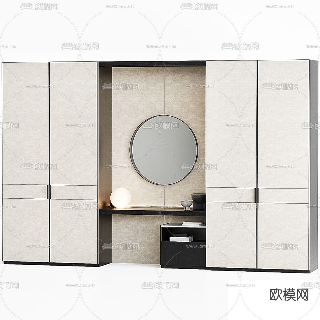 Poliform 一体式梳妆台 衣柜3d模型下载（渲染图3）