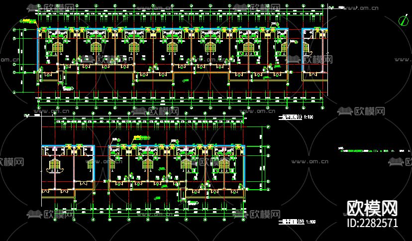 住宅区临街商铺建筑CAD施工图下载（渲染图2）