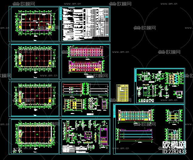 全套3层厂房建筑CAD施工图下载（渲染图2）