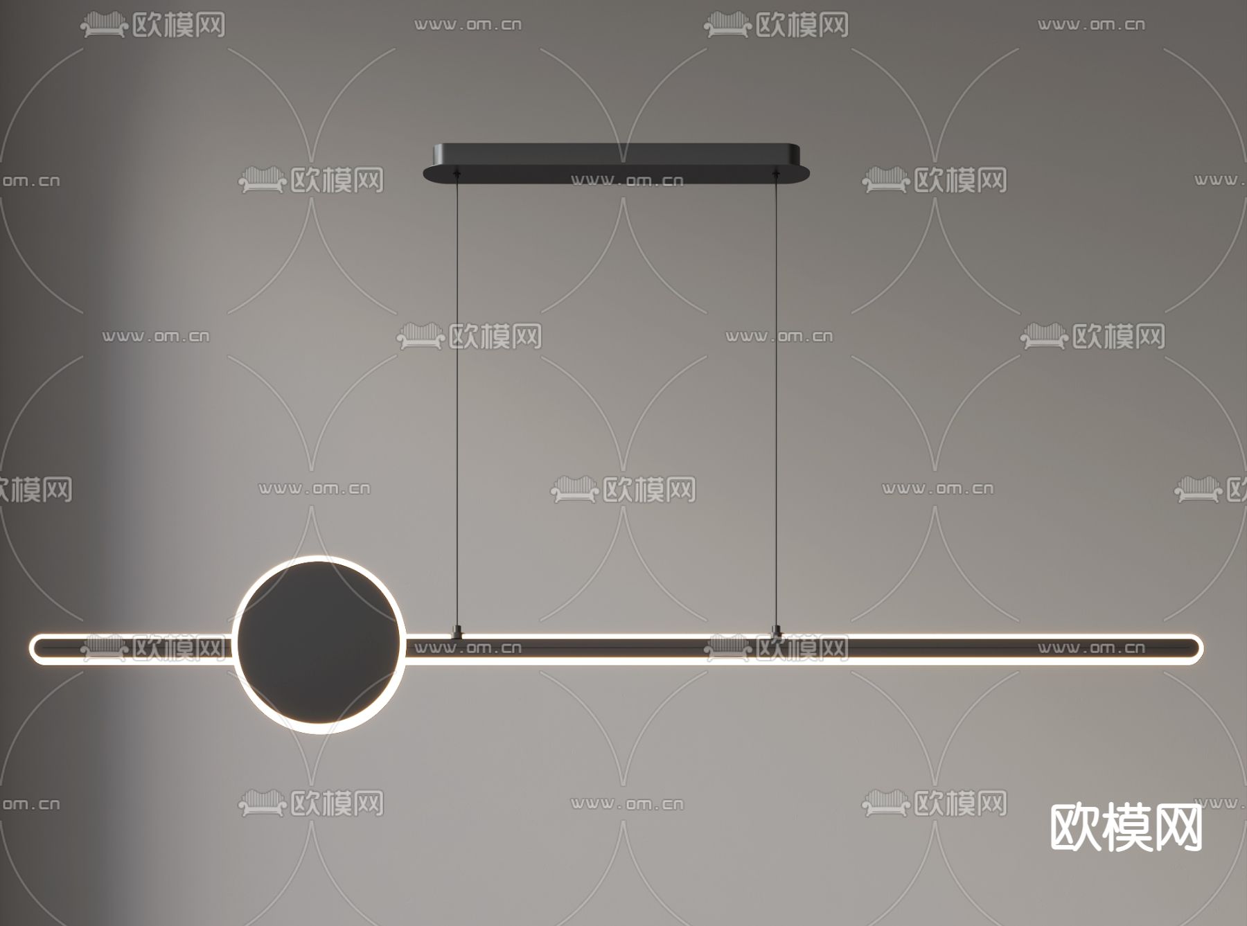现代金属吊灯su模型下载（渲染图4）