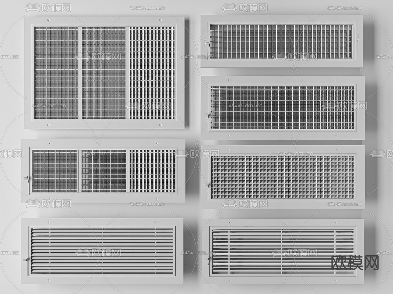 现代空调出风口su模型下载（渲染图1）