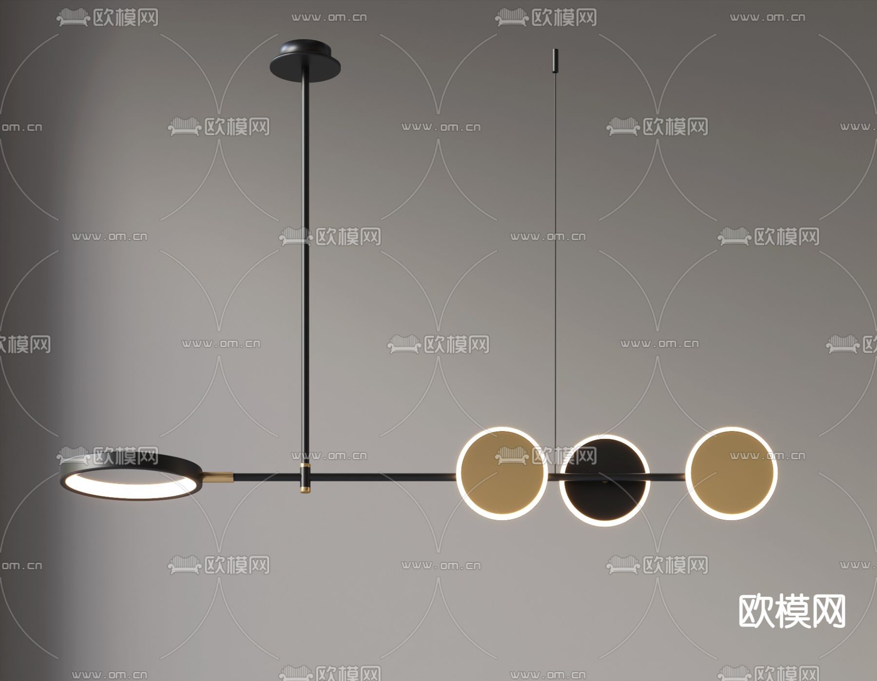 现代金属吊灯su模型下载（渲染图2）