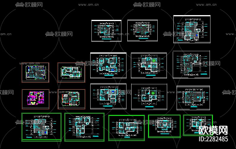多种住宅户型CAD施工图下载（渲染图1）