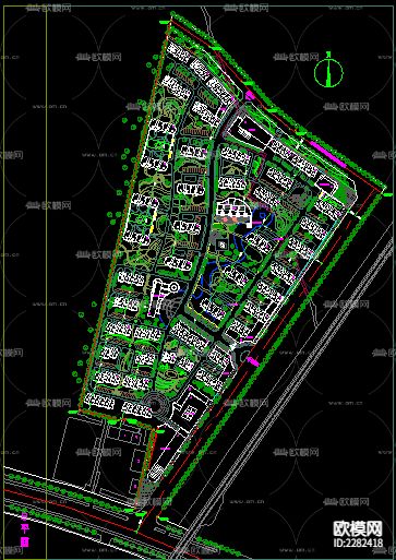 住宅小区cad施工图-免费3dmax模型库-欧模网