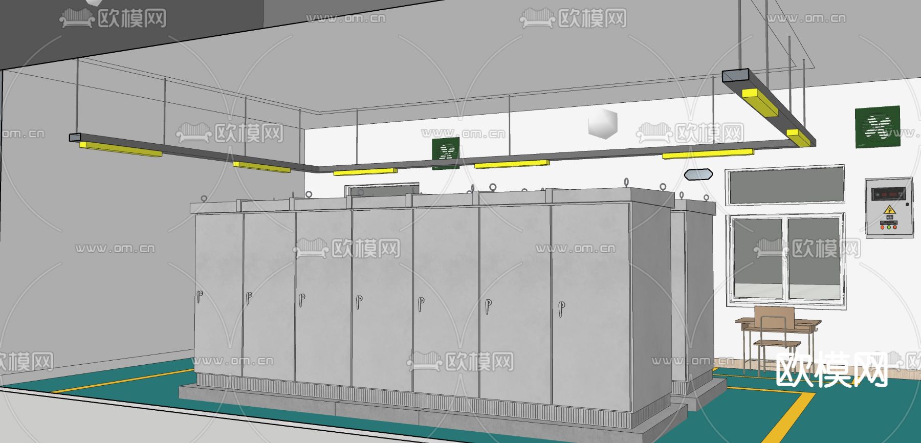 现代厂区配电室机房su模型下载（渲染图2）