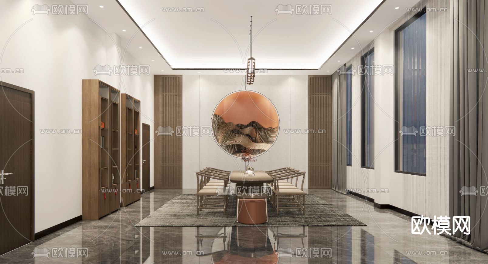 新中式茶室su模型