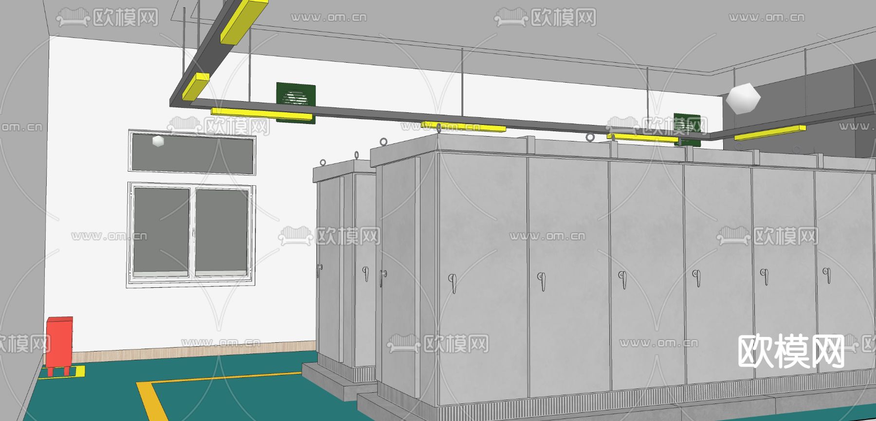 现代厂区配电室机房su模型下载（渲染图1）