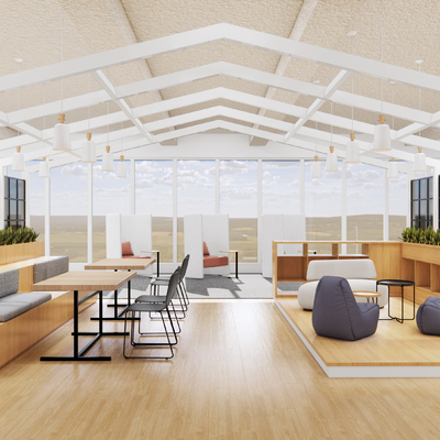  现代休息区洽谈区su模型 