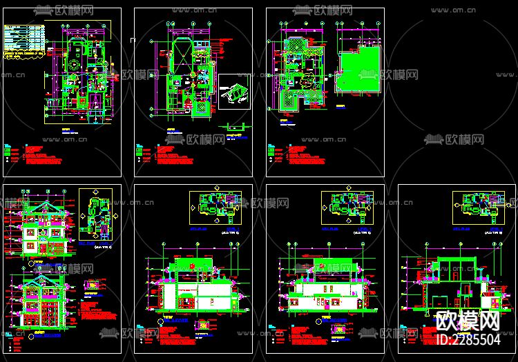 别墅cad施工图下载（渲染图2）