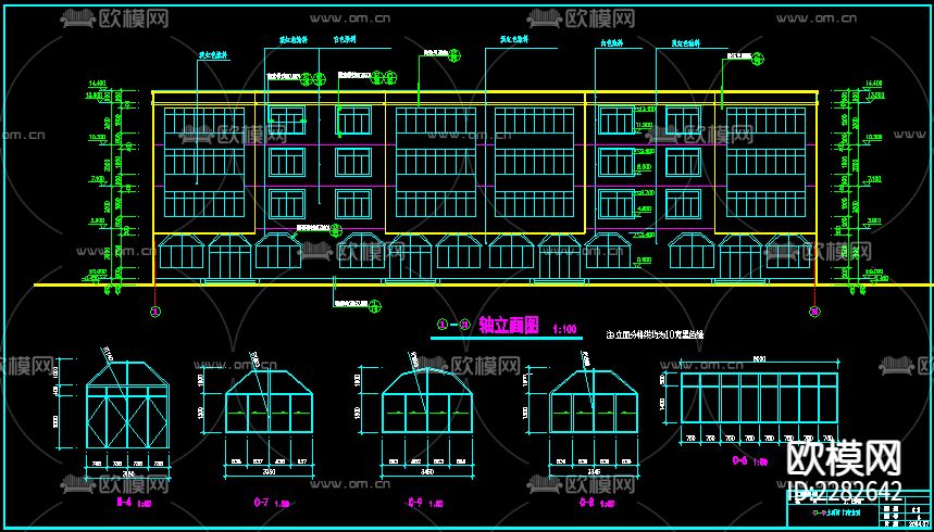 四层商住楼cad施工图下载（渲染图2）