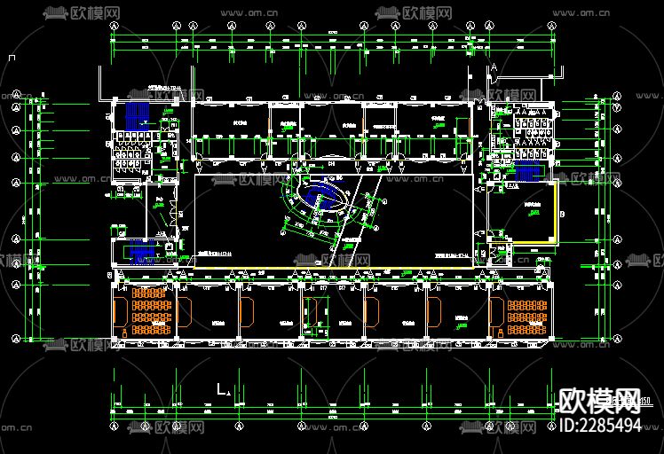 小学教学楼cad平面图下载（渲染图2）