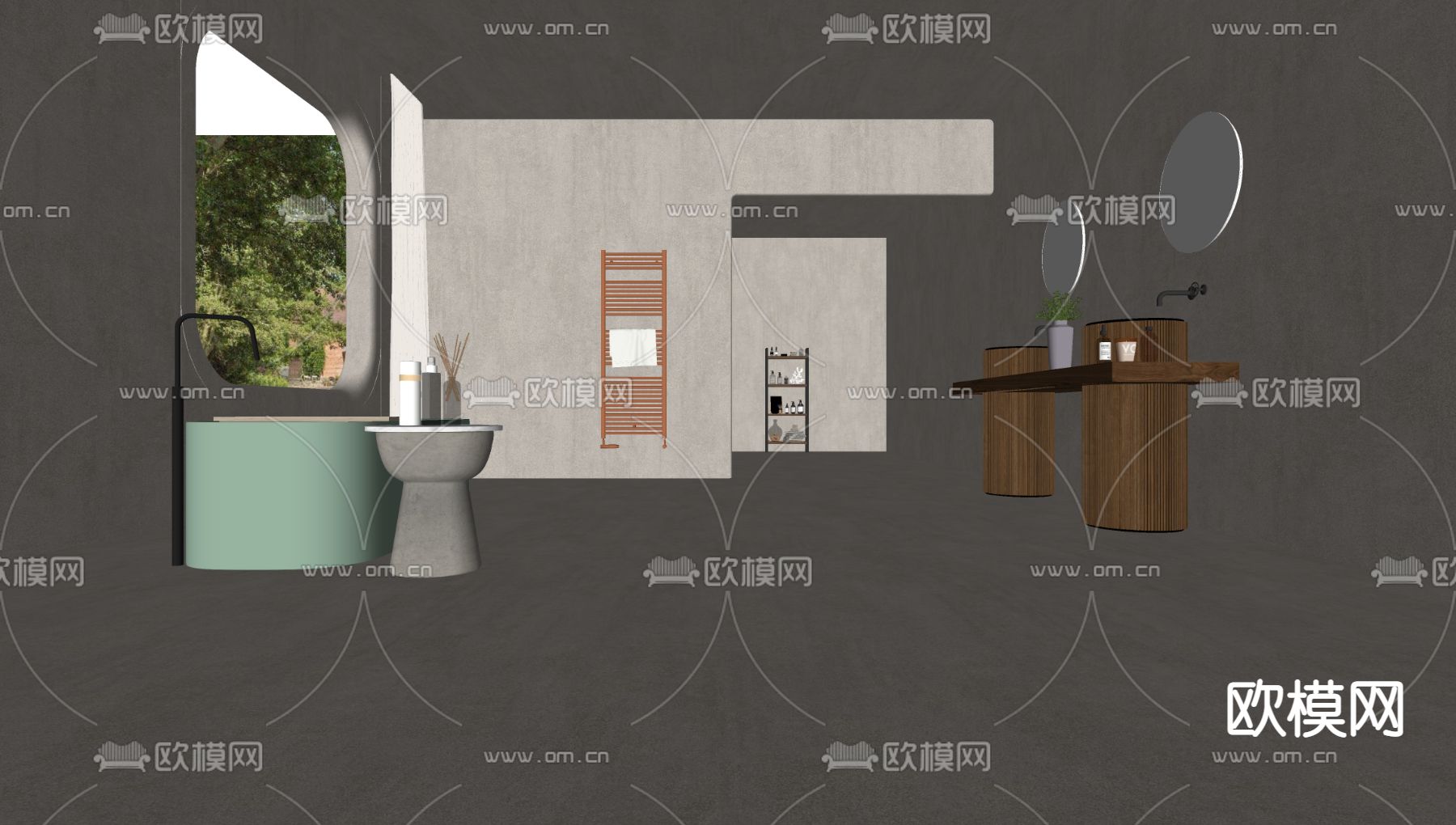 Minotti 浴室卫生间su模型下载（渲染图2）