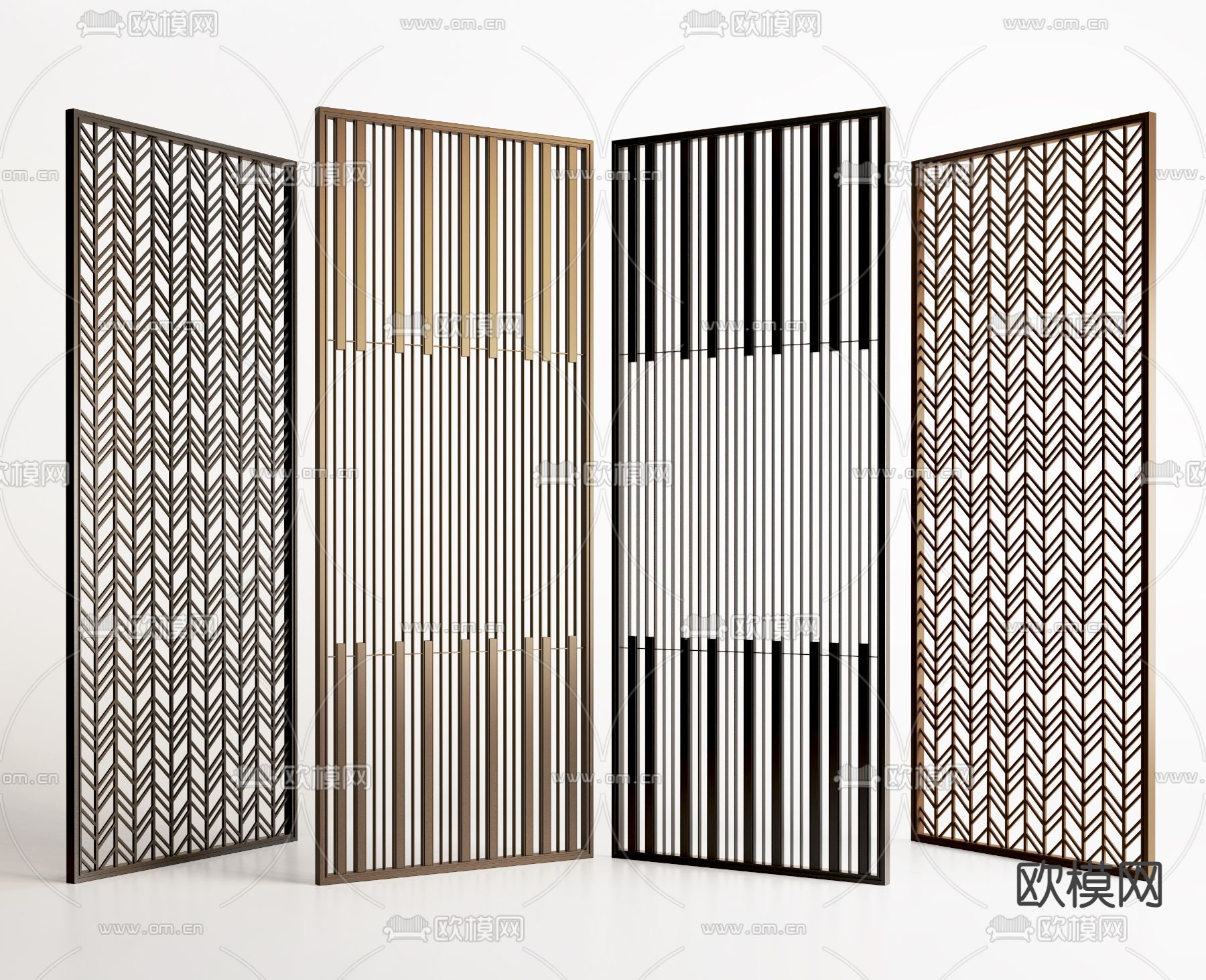 现代轻奢隔断屏风3d模型下载