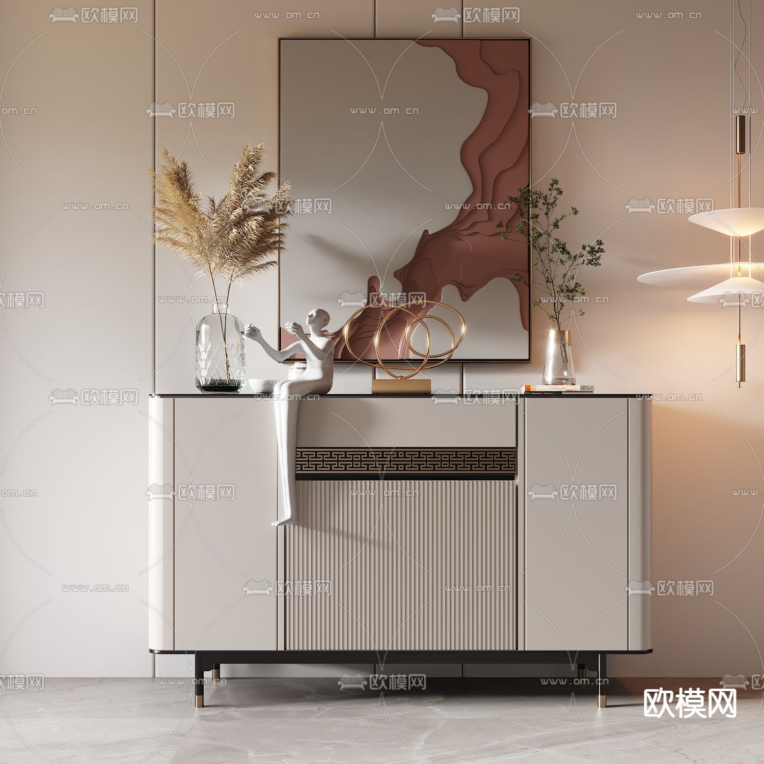 现代玄关柜 餐边柜3d模型下载_ID12116088_3dmax免费模型-欧模网