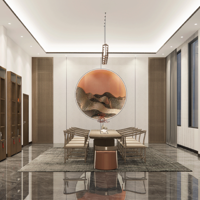 新中式茶室su模型