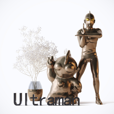  现代超人奥特曼潮玩装饰摆件su模型 