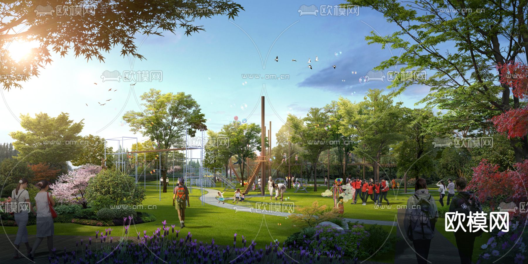 现代亲子公园园林psd下载