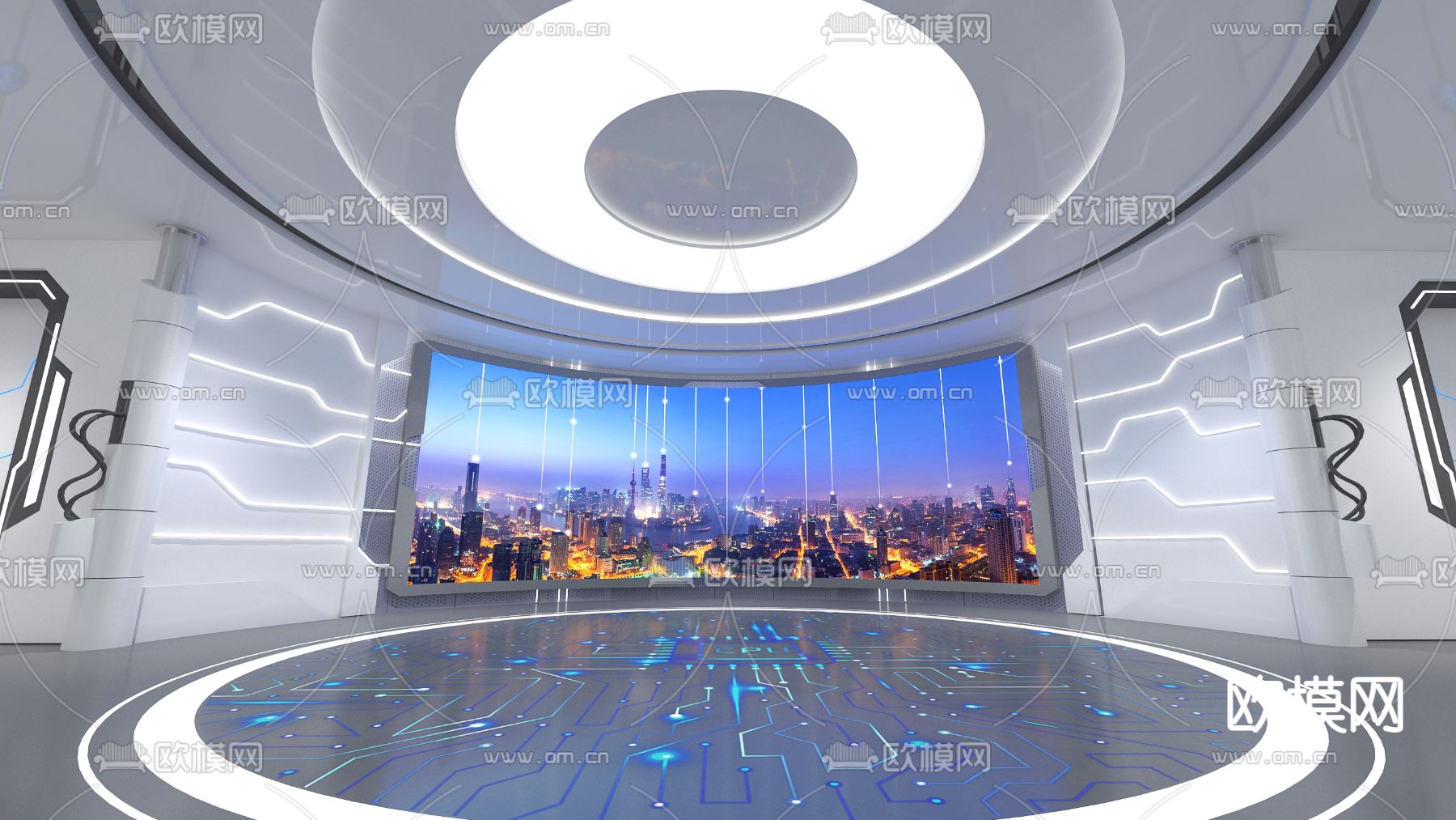 现代科技展厅su模型下载（渲染图1）