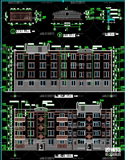 民房建筑CAD施工图下载（渲染图2）