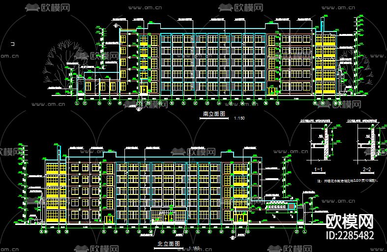 教学楼cad施工图下载（渲染图2）