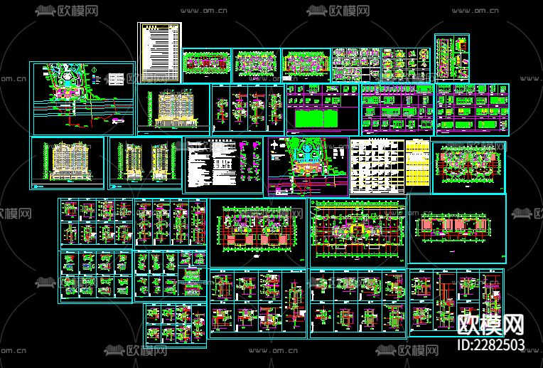 中高层商住楼建筑CAD施工图下载（渲染图2）