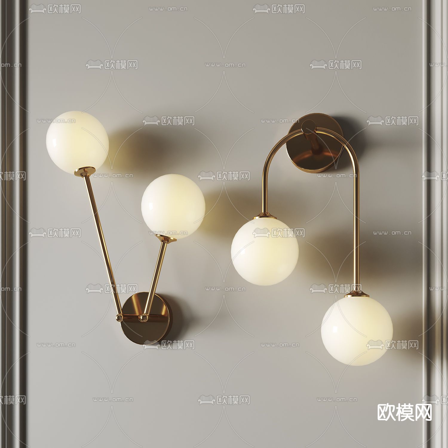 现代壁灯su模型下载（渲染图1）