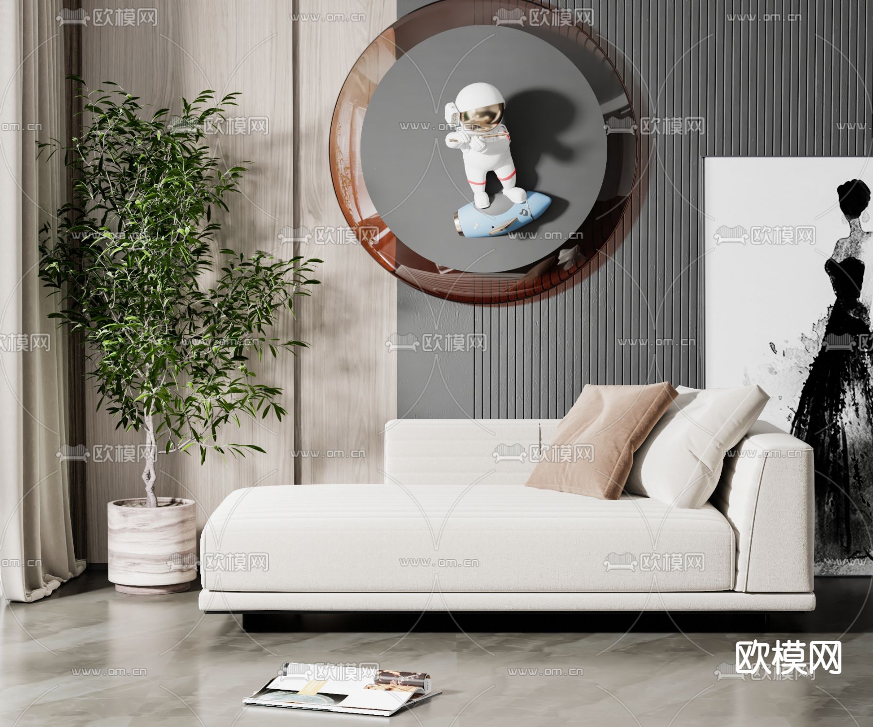 现代贵妃椅 美人榻3d模型下载