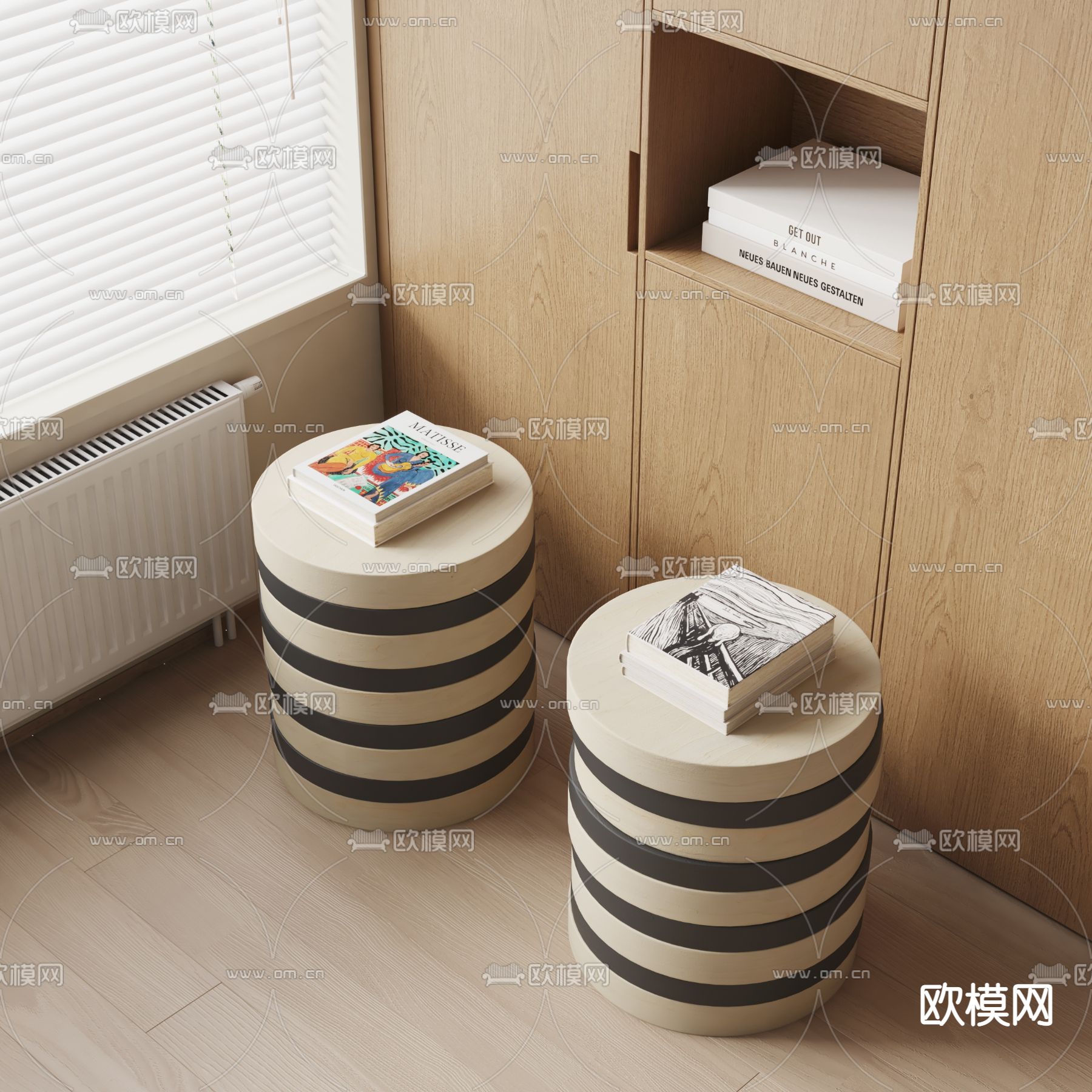 现代圆形边几 圆几 角几3d模型