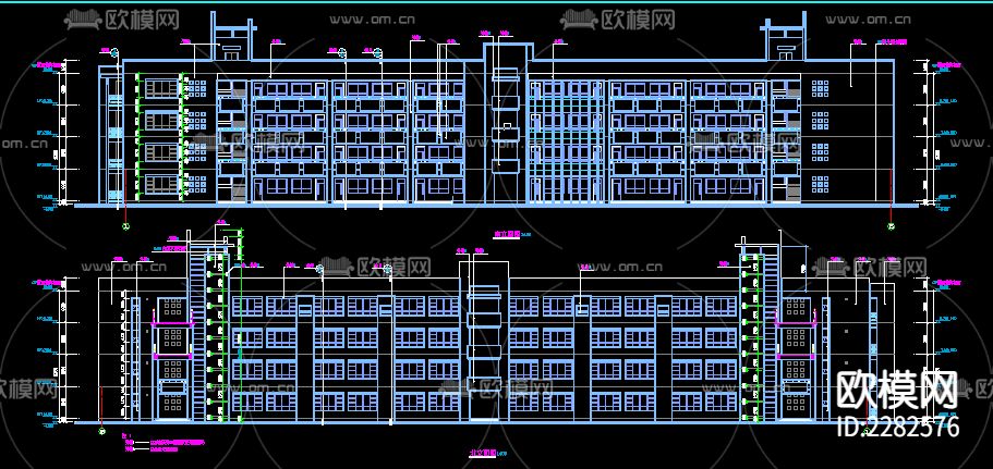 西安某大学教学楼CAD施工图下载（渲染图1）