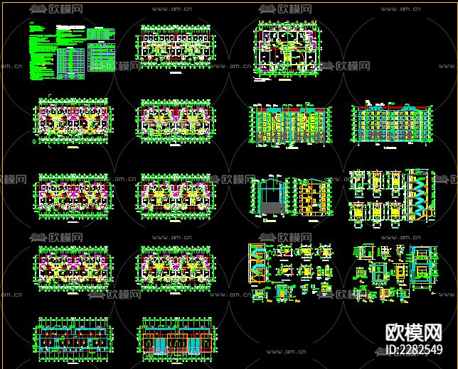 复式居民楼CAD施工图下载（渲染图1）