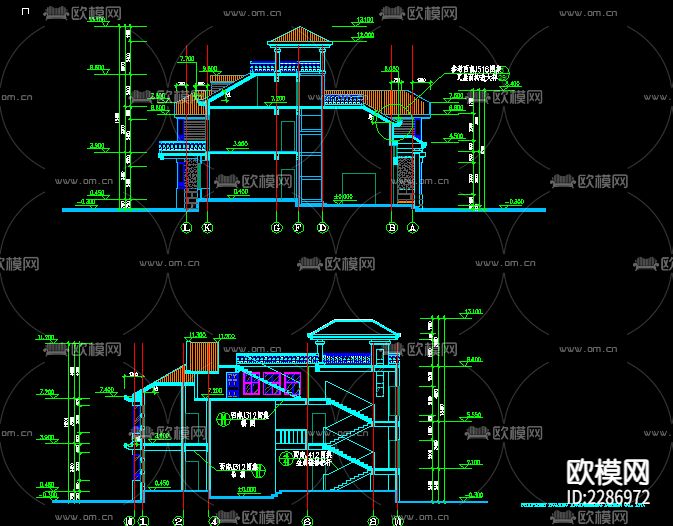 别墅cad施工图下载（渲染图6）
