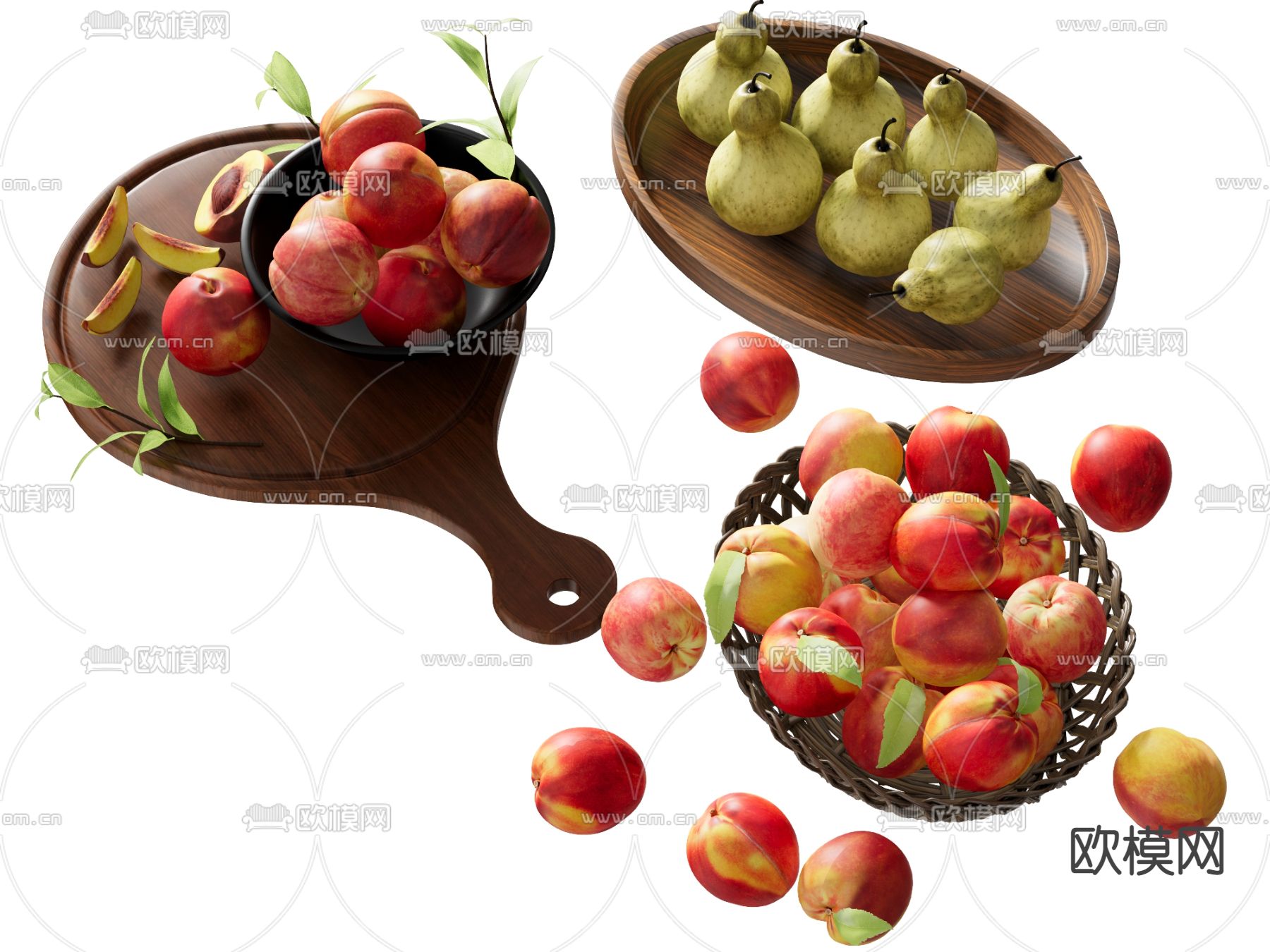 现代水果盘组合su模型下载（渲染图1）