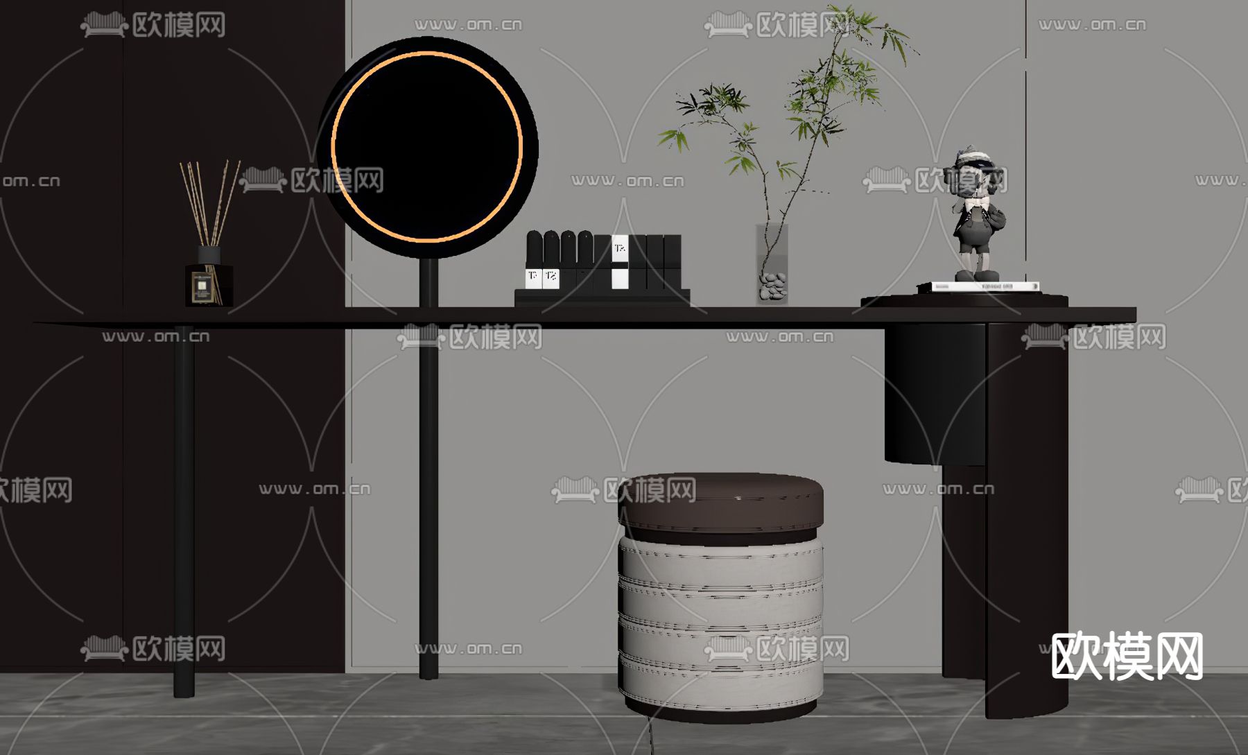 现代梳妆台 化妆台su模型下载（渲染图2）
