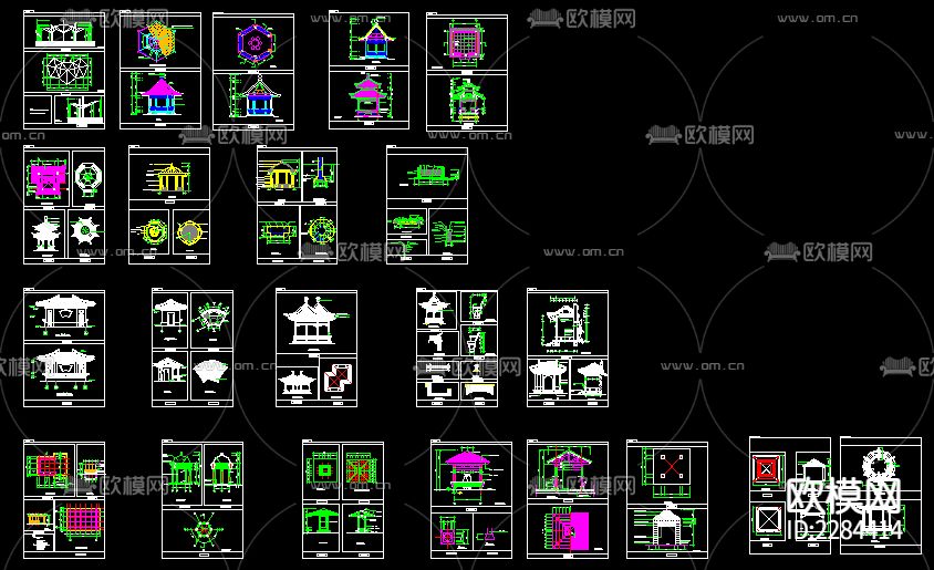 仿古亭子cad图库下载（渲染图1）