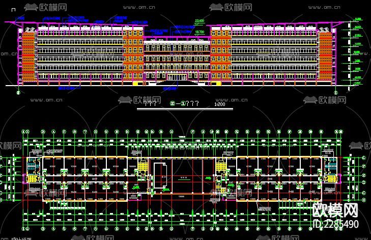 教学楼cad施工图下载(渲染图2)