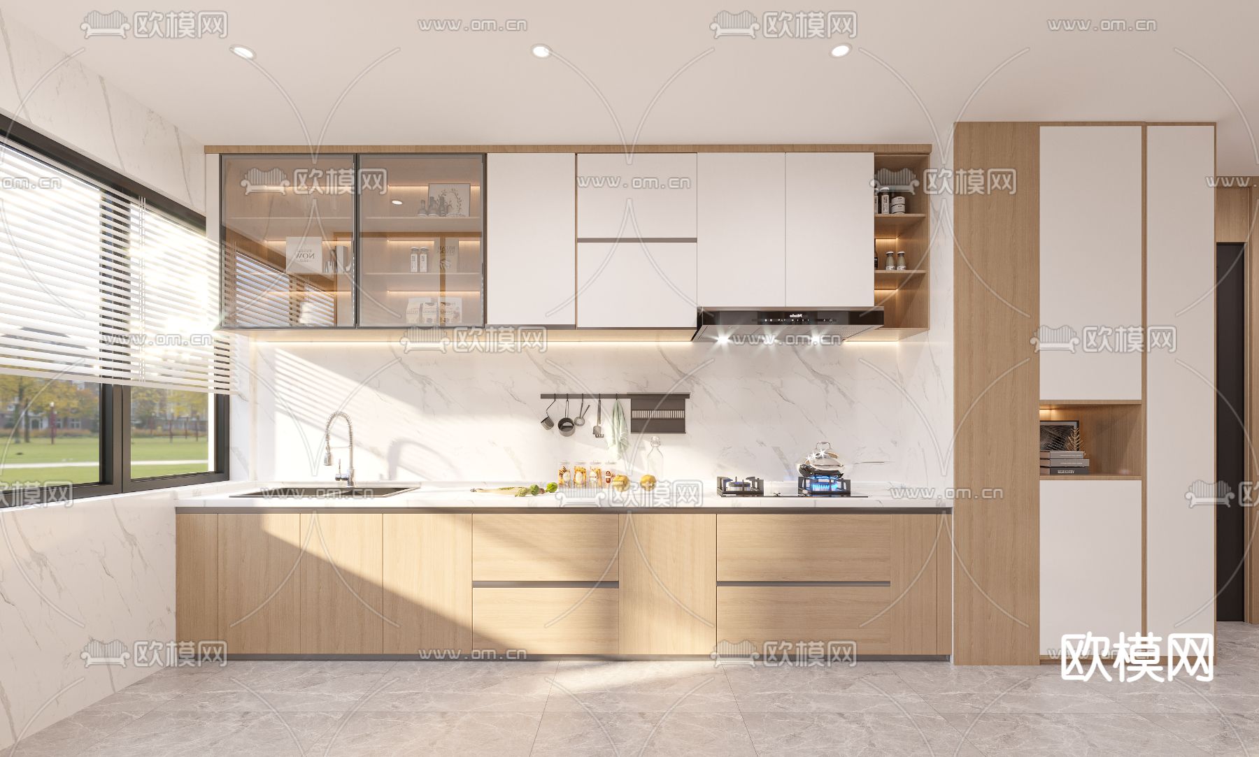 日式客厅餐厅3d模型下载（渲染图2）