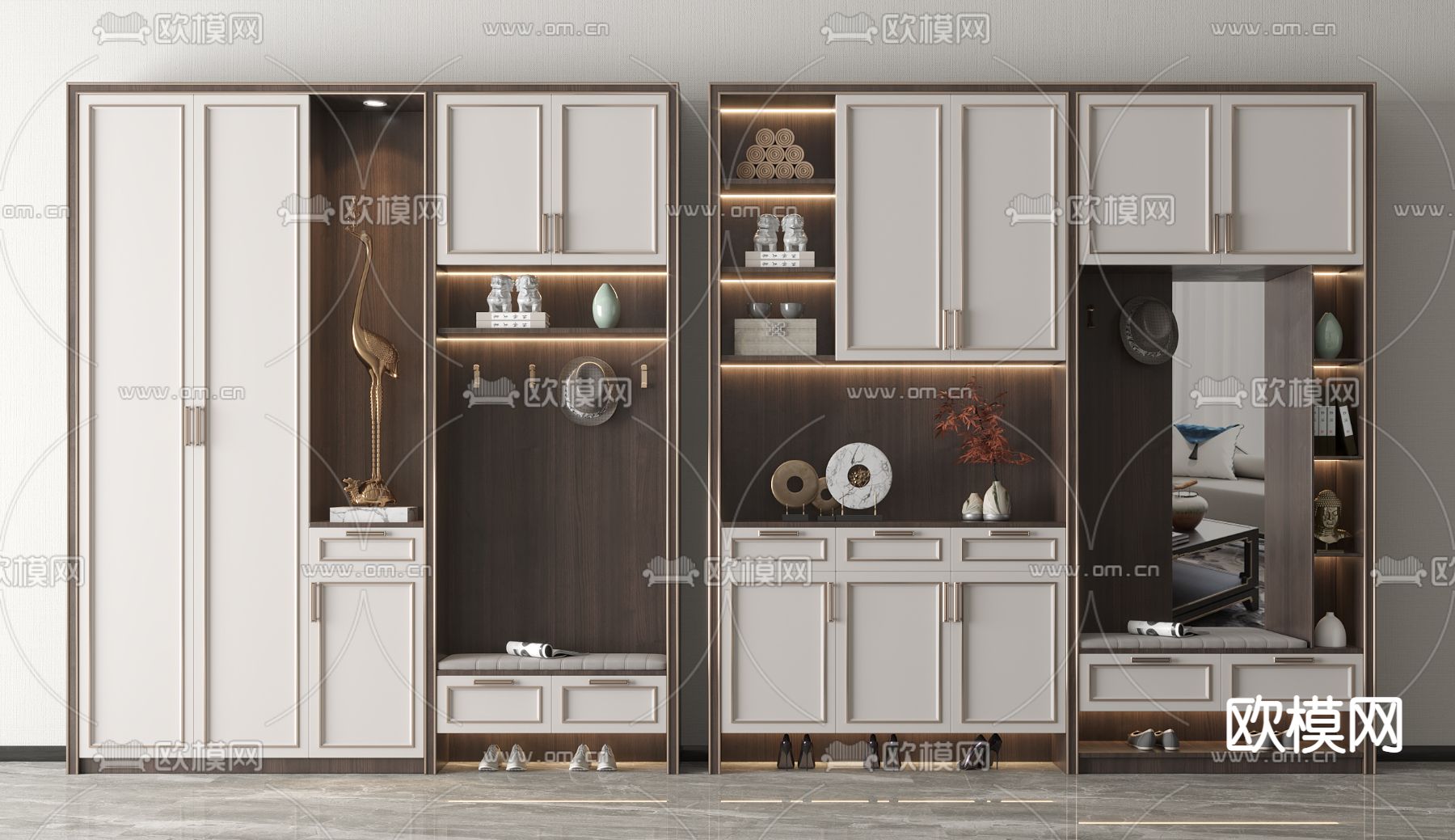 新中式鞋柜 鞋帽柜3d模型下载