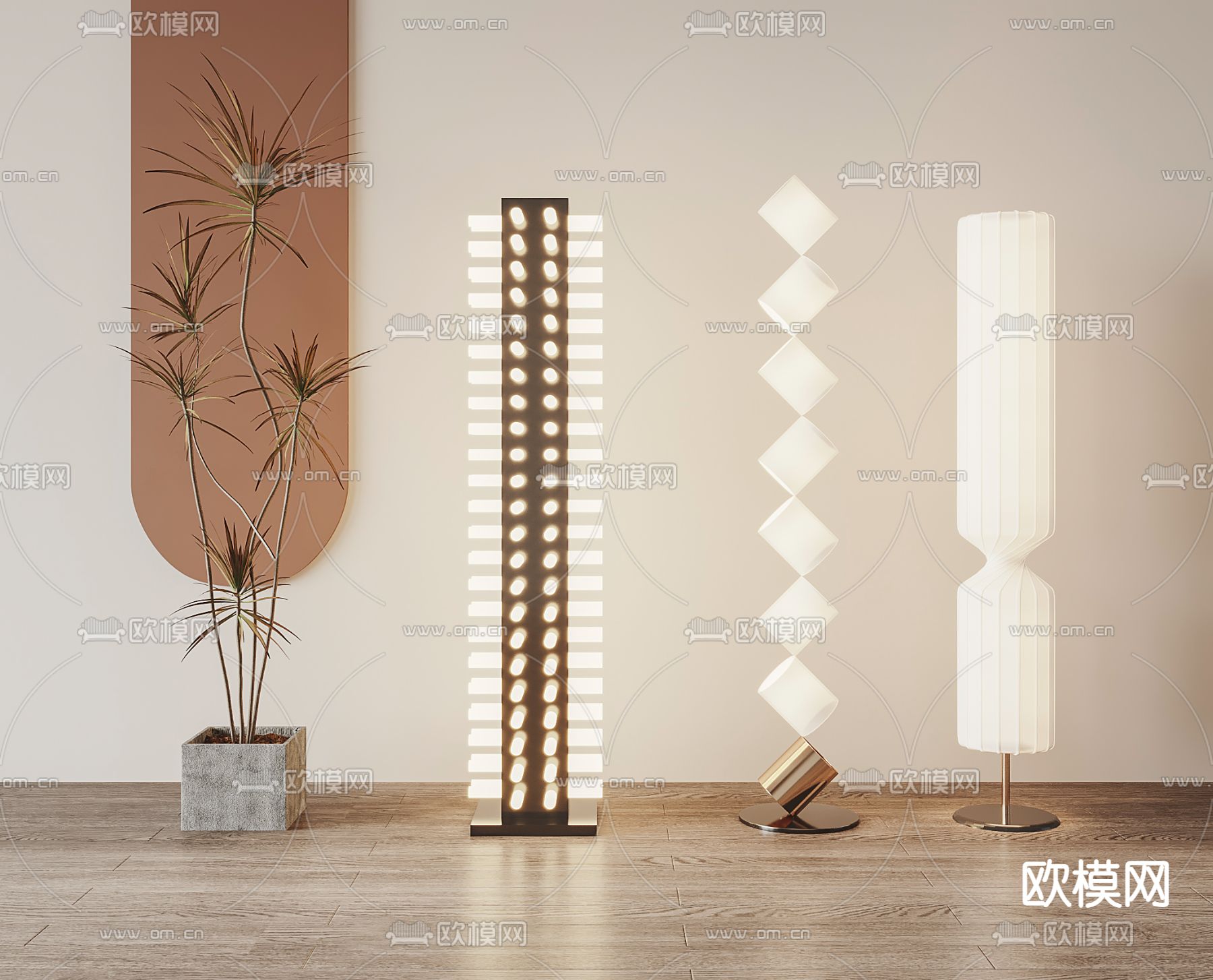 侘寂落地灯3d模型下载