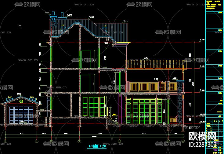别墅cad施工图下载（渲染图6）