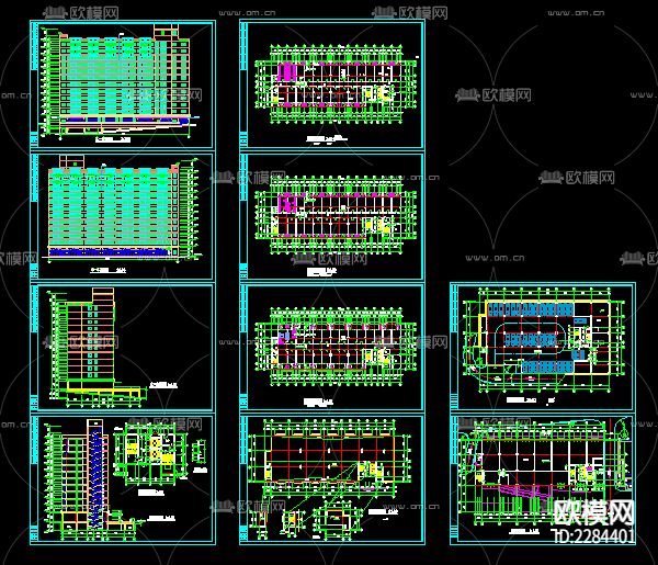 学生宿舍楼cad施工图下载（渲染图1）
