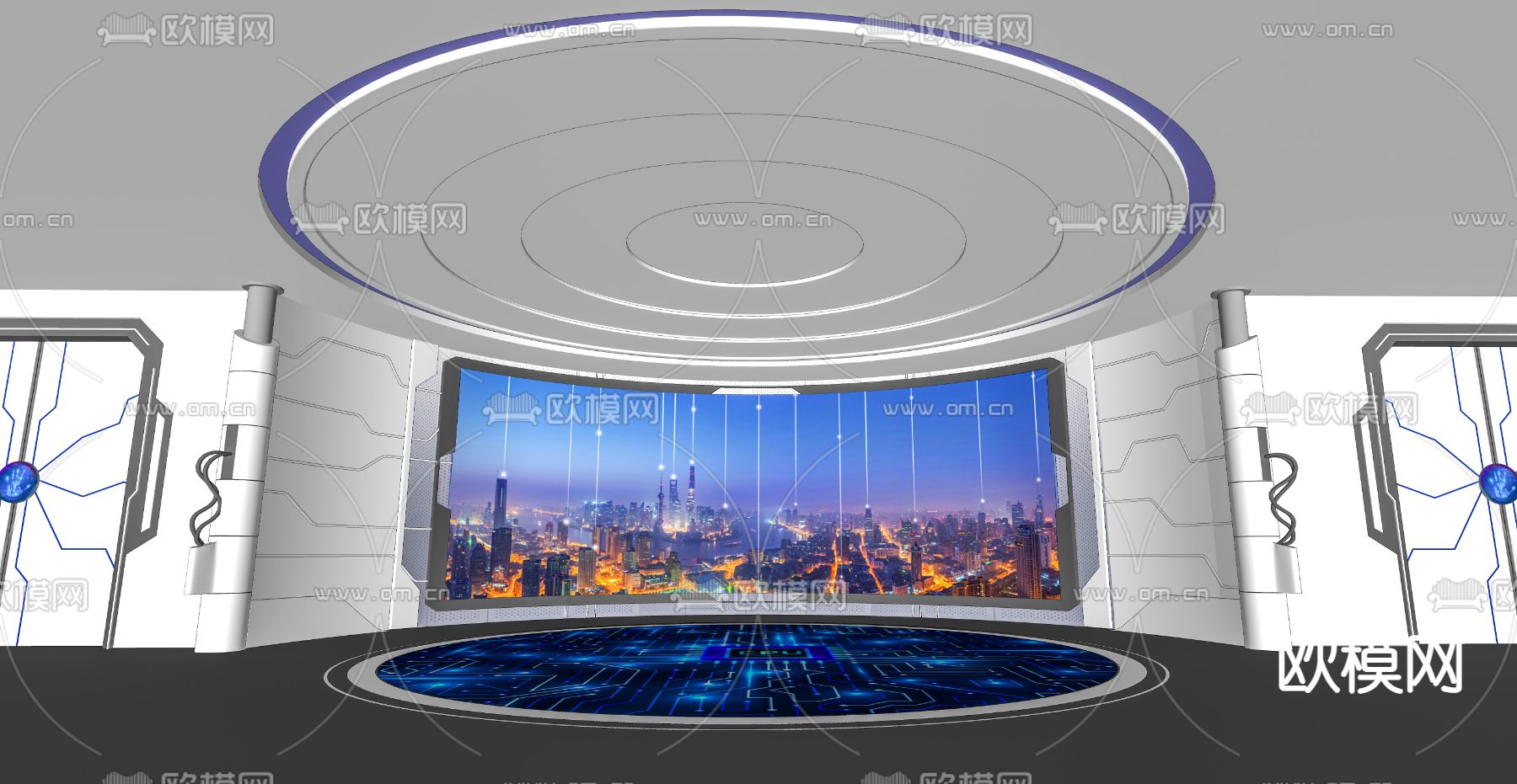 现代科技展厅su模型下载（渲染图2）
