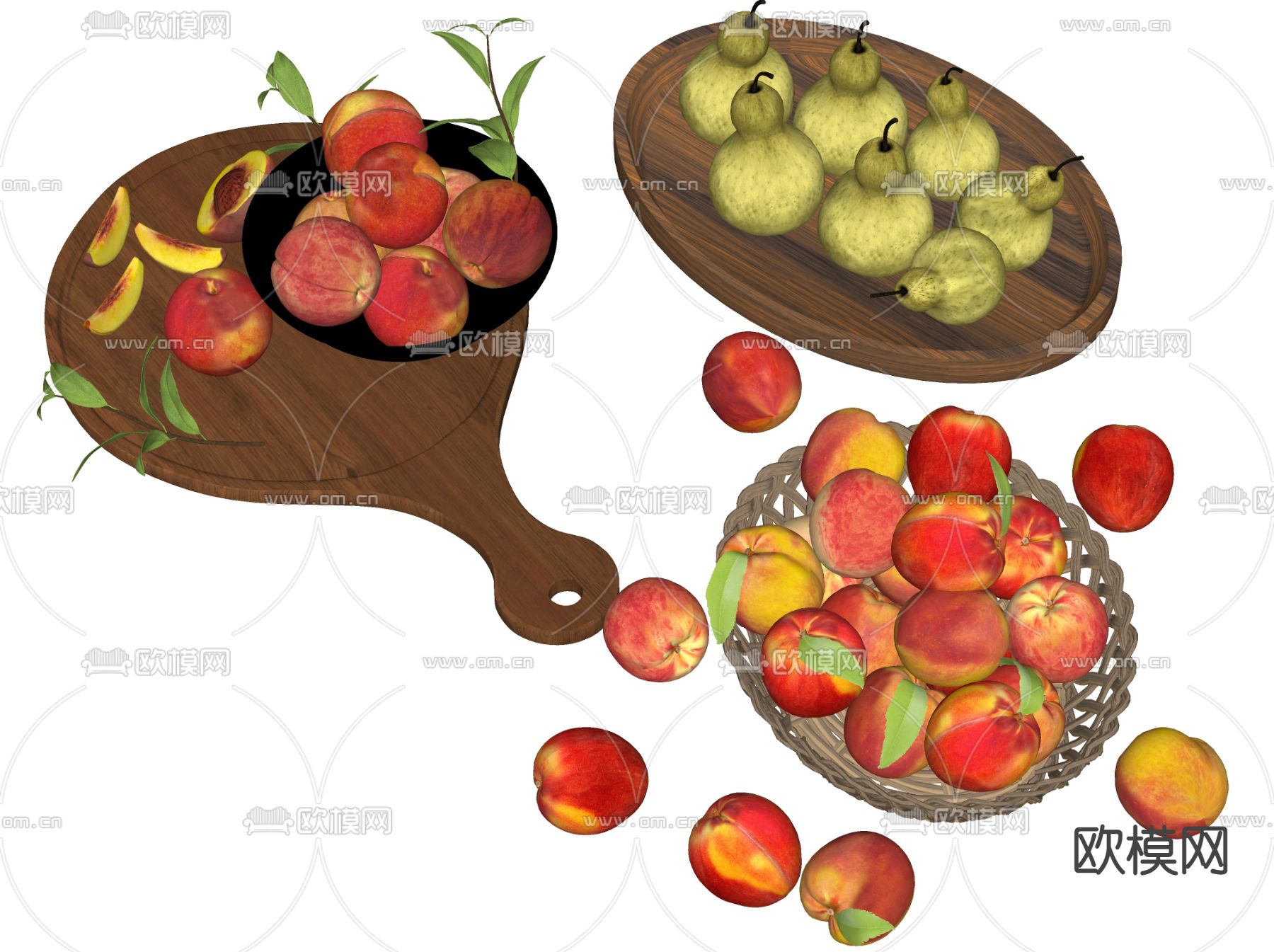 现代水果盘组合su模型下载（渲染图2）