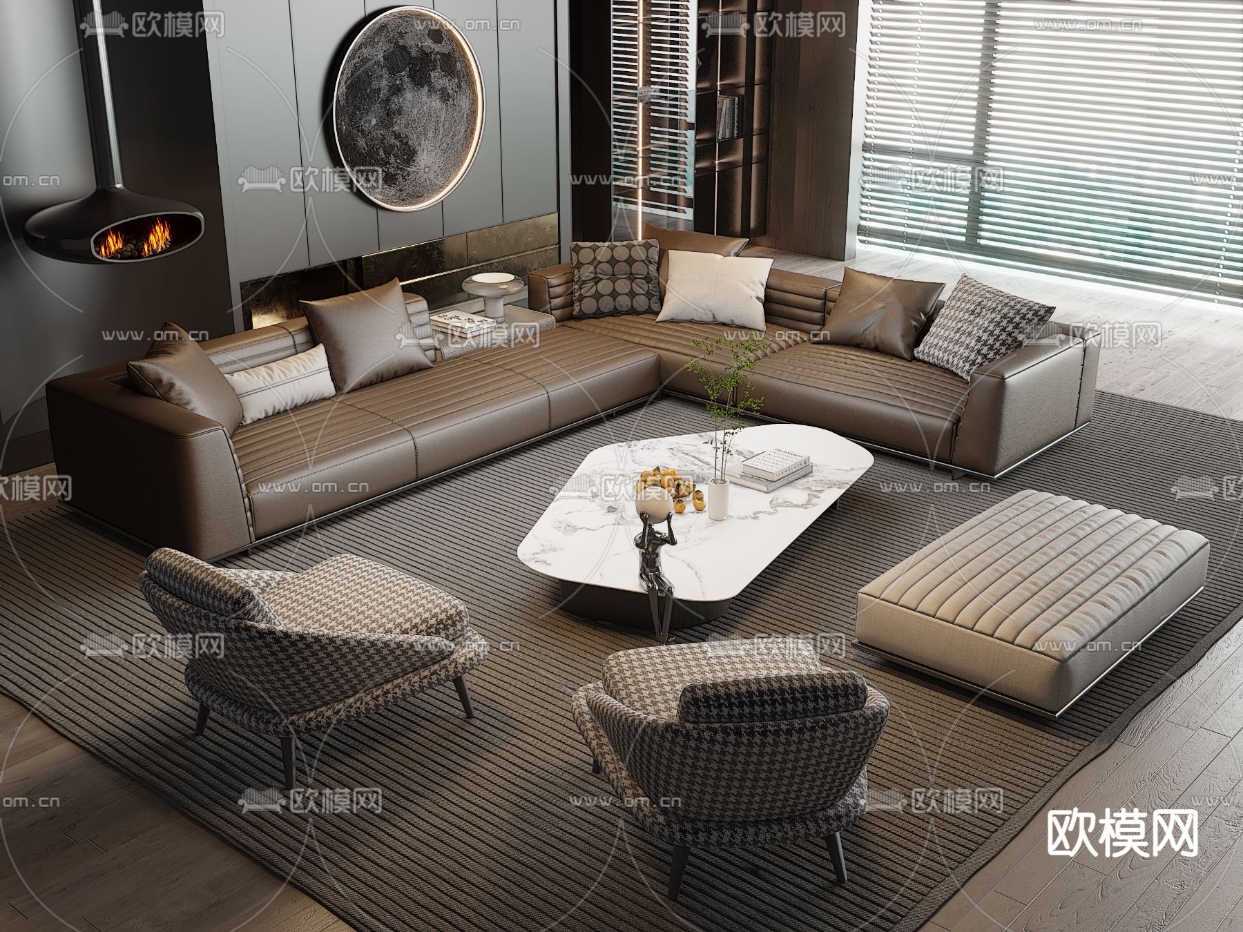 米洛提Minotti 组合沙发su模型下载_ID12117510_sketchup模型下载-欧模网