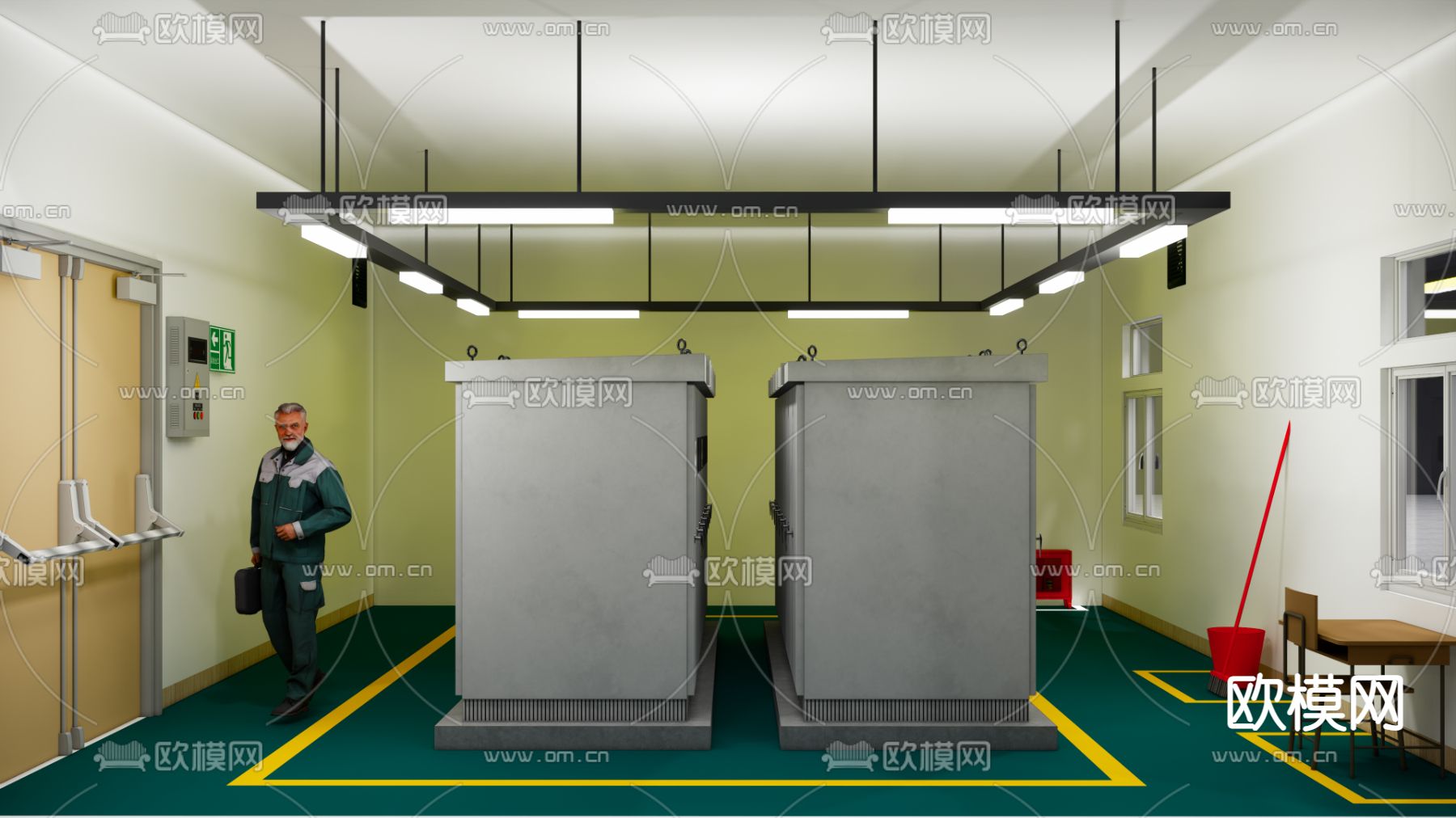 现代厂区配电室机房su模型下载（渲染图3）