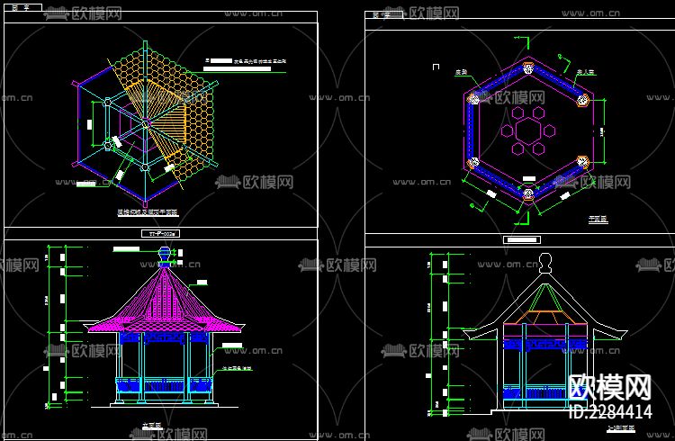 仿古亭子cad图库下载（渲染图2）