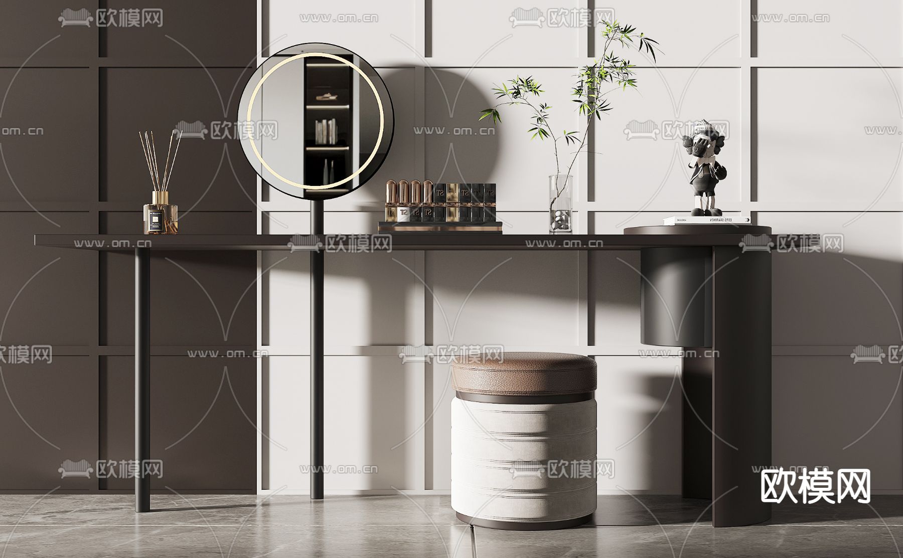 现代梳妆台 化妆台su模型下载（渲染图1）